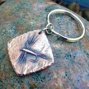 Copper Dry Fly Key Chain, Fly Fishing Gift, Fly Fishing Key Ring, Trout Fishing Keychain, Fisherman Gift, Unique Gift, Outdoor Lover Gift