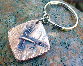 Copper Dry Fly Key Chain, Fly Fishing Gift