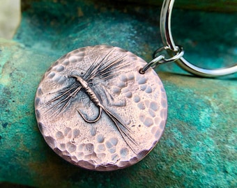 Copper Dry Fly Key Chain, Fly Fishing, Key Ring