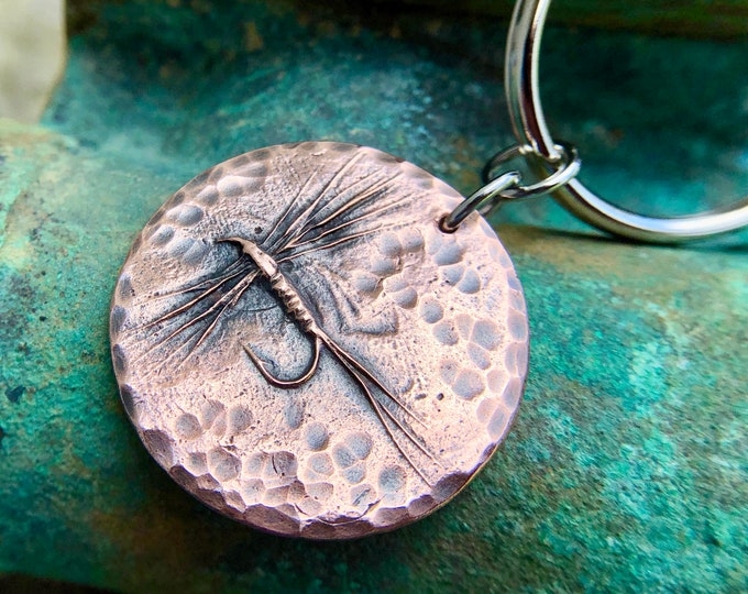 Copper Dry Fly Key Chain, Fly Fishing, Key Ring