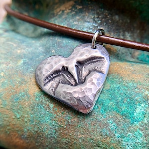 Horse Pals Necklace, Horse Heart Pendant, Rustic Equine Jewelry, Friends, Equestrian Gift, Hand Cast Pewter, Hammered