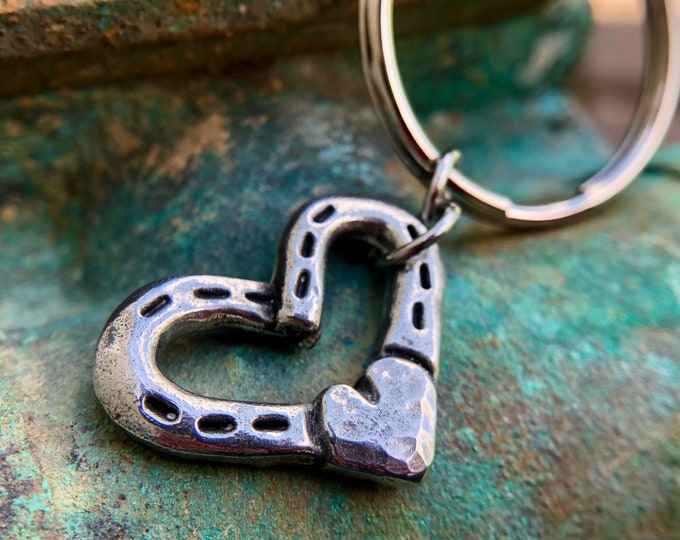 Horse Shoes and Heart Key Chain, Key Ring for Horse Lover