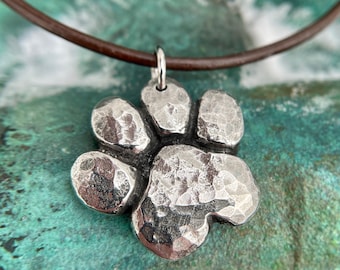 Paw Print Necklace, Pet Lover Pendant, Dog Mom Gift