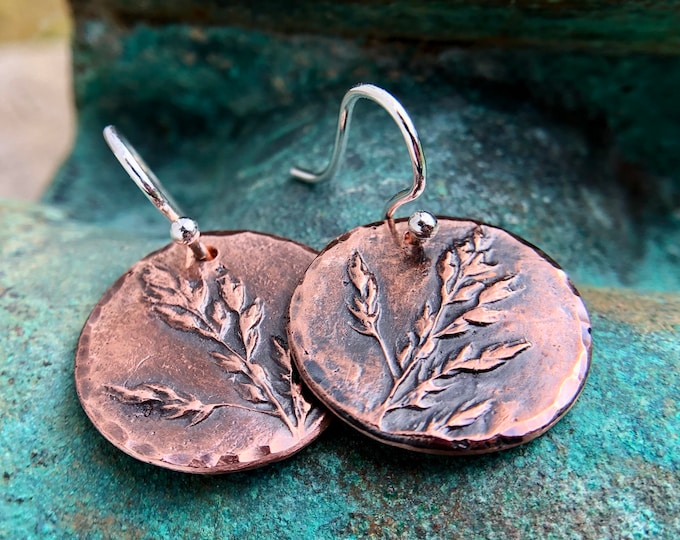 Copper Meadow Earrings, Sterling Silver Earwires