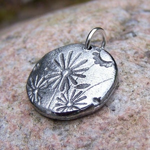 Little Wildflowers Pendant, Flower Charm, Rustic Jewelry, Gardener Gift, Nature Lover, Hand Cast Pewter