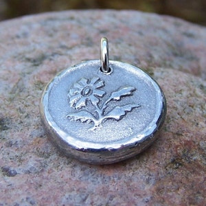 Daisy Pendant, Flower Charm, Rustic Nature Jewelry, Gardner Gift, Summer Botanical Trend,  Hand Cast Pewter Pendant