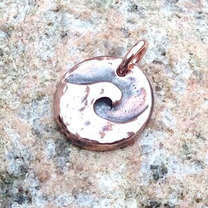 Copper Wave Pendant, Ocean Charm, Beach Jewelry, Summer Jewelry, Surfer, Water Lover Gift, Hand Hammered image 2