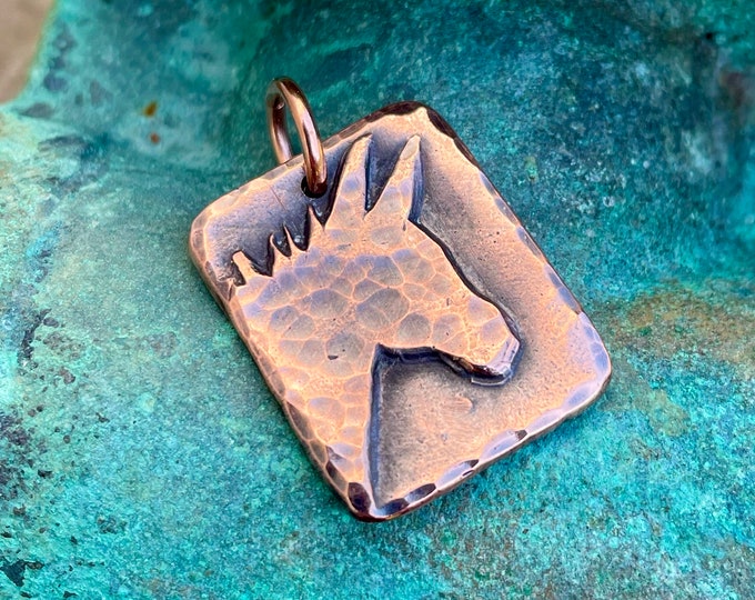 Copper Donkey Pendant, Mini Donkey Jewelry