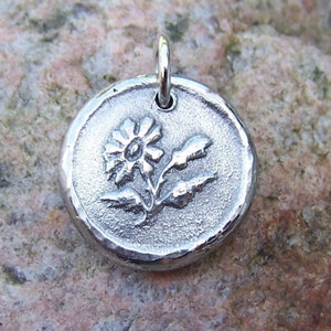 Daisy Pendant, Flower Charm, Rustic Nature Jewelry, Gardner Gift, Summer Botanical Trend, Hand Cast Pewter Pendant image 4