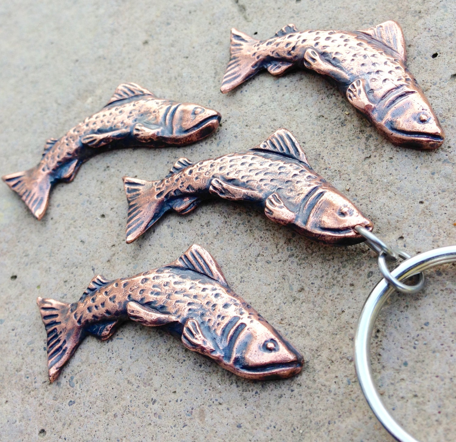 Copper Trout Key Chain, Fly Fishing Gift, Trout Key Ring
