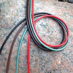 Leather Cord Necklace, 2mm round with silver plated lobster clasp - black, brown, teal or red, you choose color & length