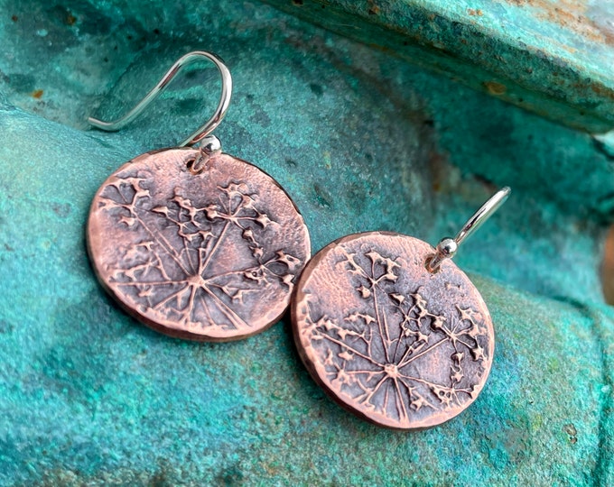 Copper Queen Annes Lace Earrings, Drop, Dangle Sterling Silver Earwires