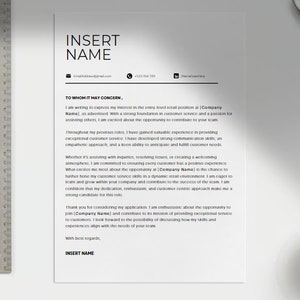 Carta de presentación, currículum vitae, venta minorista, plantillas de cartas de presentación, plantillas de CV editables, currículums amigables con ATS, carta de presentación moderna