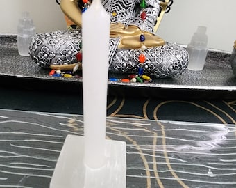 Selenite Chime/ Stick/ Spell Candle Holder/ Cleansing Square