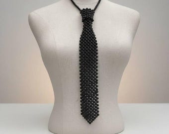 Corbata de cuentas hecha a mano, corbata elegante, collar de perlas, corbata de cuentas llamativa, accesorio de moda Y2K, accesorio de moda para mujer