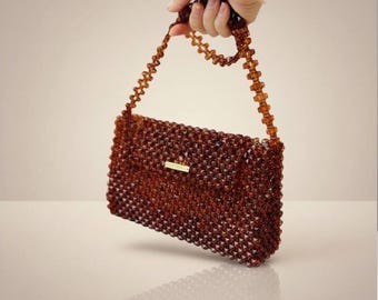 Handmade Beaded Purse, Pearl Beaded Bag, Cute Aesthetic Handbag, Y2K Fashion Purse, Gift for Her, Shoulder Purse for Women, Trendy  Handbag