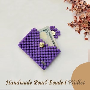 Cartera de cuentas hecha a mano / Bolso de cuentas de perlas / Bolso exclusivo / Cartera / Cartera de cuentas de lujo / Monedero / Bolsos de cristal / Tarjetero / Hecho a mano