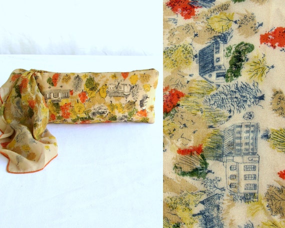 1940s Clutch Purse w Matching Scarf Novelty, Fabri