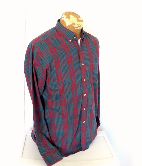 Christian Dior Plaid Shirt Sz.L Mens Maroon/Blue1970'… - Gem Christian Dior Plaid Shirt Sz.L Mens Maroon/Blue1970'… - Gem