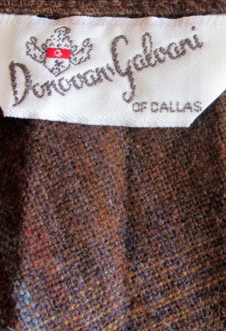 Vintage wool plaid skirt 1960s brownbeige pleated skirt size small 26 waist