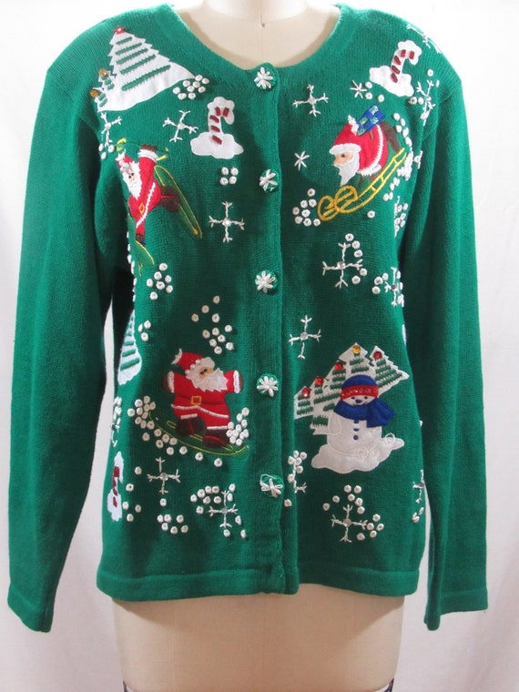 green christmas cardigan