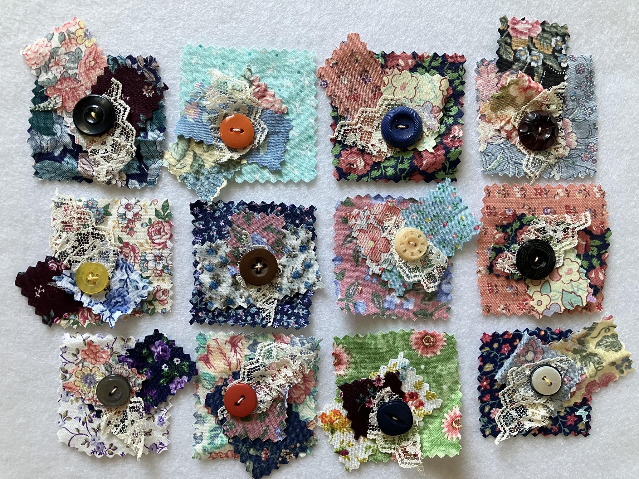 Clusters Snippet Junk Journal Scrapbook Vintage Floral Fabric Button ...