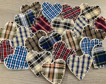 Penny Rug  Homespun Heart Flower Denim Star Applique Bowl Filler Slow Stitch Patch - For making ornaments for Feather Trees Card Enclosure