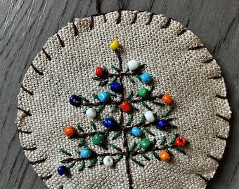 Penny Rug Christmas Feather Tree Wool Ornament Choice of 5 Different Designs