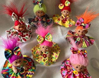 Troll Doll Clothes Dress Handmade 3" - 5" Vintage Dam Wishnik Couture YoYoCottage