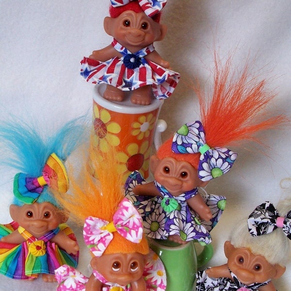 Troll Doll Dress Handmade 2 - 5 Inch Vintage Dam Wishnik Couture YoYoCottage U-Pick