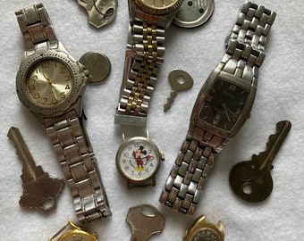 Old Watch Parts and Keys Mickey Mouse