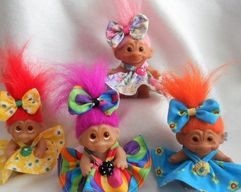 Valentine Troll Doll Dress Handmade 2 - 5 Inch Vintage Dam Wishnik Couture YoYoCottage U-Pick