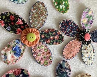 Penny Rug Vintage Floral Fabric Flower Petals Applique Bowl Filler Slow Stitch Patch