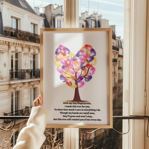 Albero di impronte digitali ricordo / Divertenti stampe fai da te per bambini piccoli / Albero di impronte digitali a forma di cuore / Poesia ricordo ricordo / Arte di impronte digitali di apprezzamento