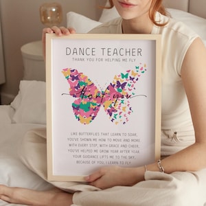 Arte de pared imprimible de agradecimiento para profesores de baile / Regalo personalizado de fin de año / Regalo de agradecimiento / Regalo para instructor de baile / Regalo para tutor de baile