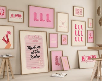 Coquette Cowgirl Wall Art Set: Pink Western Rodeo Prints (Digital Download, Set of 15