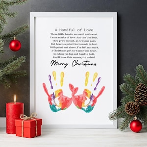 Christmas Gift Idea – Kids Handprint Holiday Keepsake, DIY Toddler Printable, Sentimental Family Christmas Decor, Fun Handprint Art Craft