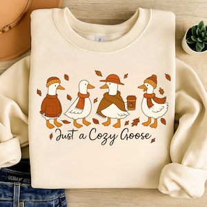 Cozy Fall Goose PNG: Autumn Animal Clipart for Sublimation (Digital Download