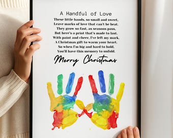 Christmas Gift Idea – Kids Handprint Holiday Keepsake, DIY Toddler Printable, Sentimental Family Christmas Decor, Fun Handprint Art Craft