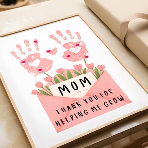 Artesanato para o Dia das Mães dos Namorados - Artesanato DIY para crianças - Presente para a mãe - Lembrança para impressão para crianças pequenas e bebês - Arte de impressão de mãos - Buquê de flores
