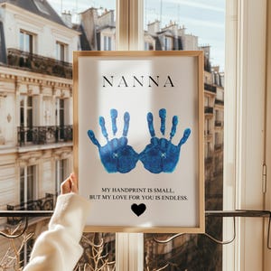 Nanna Handprint Gift- Nanny, Grandma, Mother's Day Gift - DIY Printable Handprint Art -Birthday Gift for Nanna - Preschool & School Activity