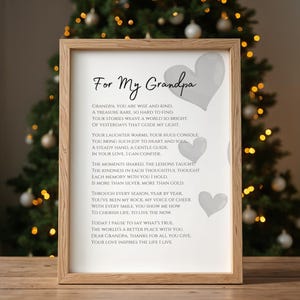 Art de poème de grand-père - cadeau de Noël pour grand-père - cadeau sincère pour grand-père - poème de grand-père en téléchargement numérique - art mural numérique de grand-père