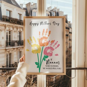 Artisanat d'empreinte de main pour la fête des mères - artisanat scolaire imprimable pour la fête des mères - cadeau souvenir bricolage sentimental - cadeau fait main pour nounou