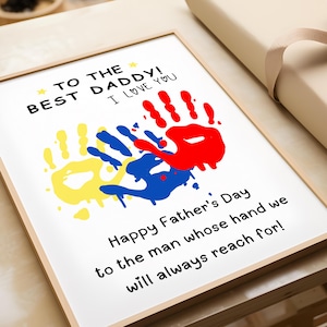 Arte de parede para impressão de presente de Dia dos Pais para o pai, da Kids - Arte de impressão de mão personalizada para pai ou avô de primeira viagem - Atividades de puericultura