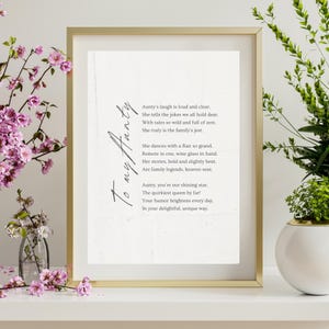 Divertente biglietto d'auguri con poesia per la zia - Divertente regalo di compleanno per la zia - Biglietto d'auguri originale per la zia - Regalo unico per il giorno speciale della zia