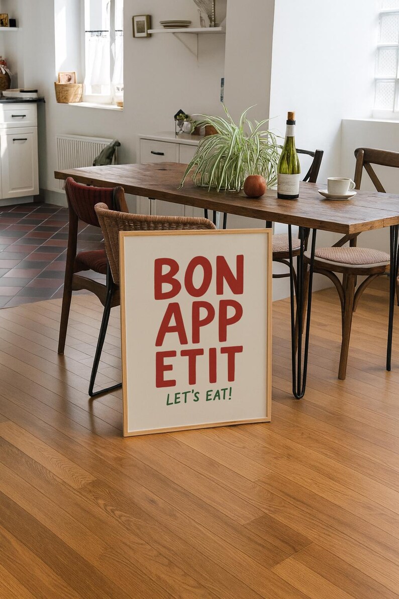 set of 2 bon appetit prints, retro cooking prints,... Retro Kitchen Prints, Gallery Wall Set, Trendy Bright Colourful Food ...