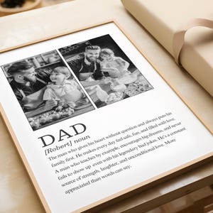 Stampa personalizzata con la definizione di papà - Regalo dai bambini - Arte murale stampabile - Regalo personalizzato con foto - Regalo per papà - Ricordo per la festa del papà