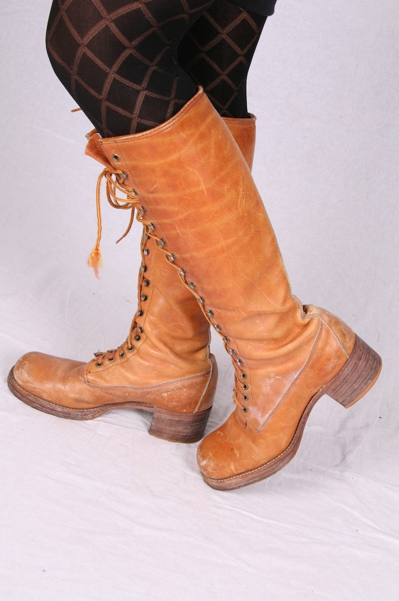VINTAGE FRYE BOOTS LACE UP BLACK LABEL KNEE HIGH BOOTS CAMPUS Etsy