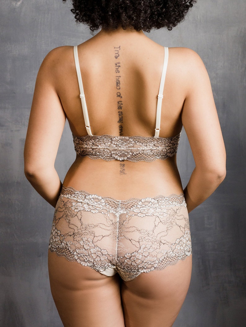 Ivory and Gray Lace Panties Lacy Sheer Bridal 'bird of Etsy