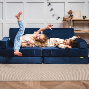Midnight navy kids&#39; play couch - play sofa, kids&#39; furniture, modular sofa, foam set, Montessori toys, Montessori furniture, spielsofa